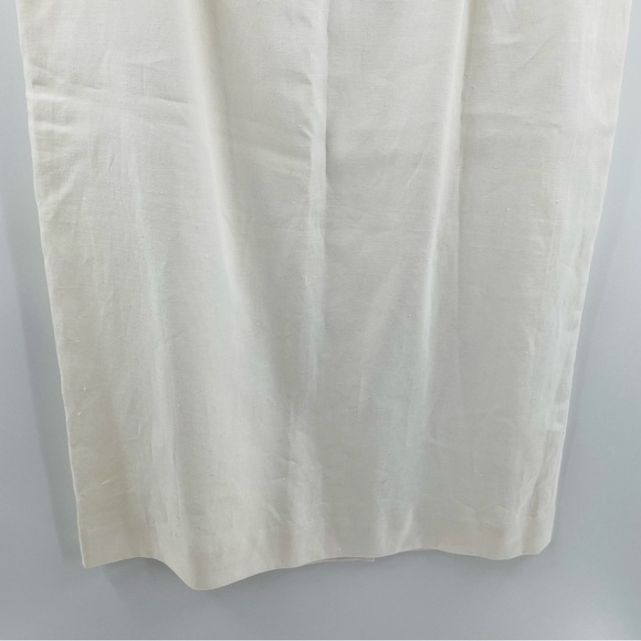NWT Vintage Casual Corner 100% Linen Eggshell Zip Button Kick Pleat Midi Skirt - Picture 3 of 8